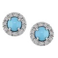 14k White Gold 1/6ct Diamond Turquoise Earrings