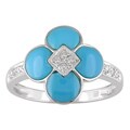 14k White Gold Diamond and Turquoise Ring