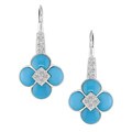 14k Gold 1/10ct TDW Diamond and Turquoise Earrings