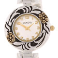 Geneva Platinum Flower Bangle Women's Watch