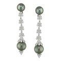 18k Gold 1ct TDW Diamond Cultured Pearl Earrings