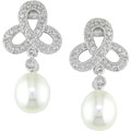 14k White Gold 2/5ct Diamond accented Cultured Freshwater Pear