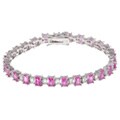 Sterling Silver Created Pink/ White Sapphire Bracelet