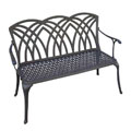 Palm Back Cast Aluminum Black Garden Bench