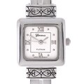 Geneva Silver Plated Square Dial Bangle Watch