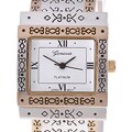 Geneva Platinum Women's Square Face Gold Accent Watch