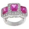 Sterling Silver Pink and White Created Sapphire Ring