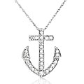 14k White Gold and 1/5ct Diamond Anchor Pendant