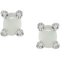 14k White Gold Diamond Opal Earrings
