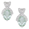 14k Gold 1/6ct TDW Diamond Green Amethyst Earrings