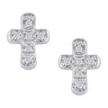 14k White Gold Diamond Cross Earrings