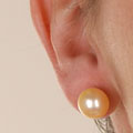 Golden Cultured Freshwater Pearl Earrings (9-10mm)