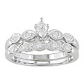 14k White Gold 1/3 ct TDW Marquise and Round Diamond Bridal Ring Set (H-J)