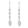 14k White Gold Diamond Leaf Earrings
