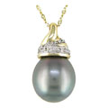 14k Gold Diamond Cultured Tahitian Pearl Pendant