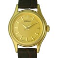Seiko Ladies' Petite Dark Brown Leather Strap Watch