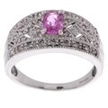 14k White Gold Pink Sapphire 1/3ct Diamond Ring