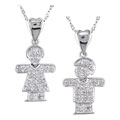 14k Gold 1/12ct TDW Diamond Boy/ Girl Pendant (H-I, I1-I2)