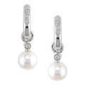 14k Gold 1/5ct Diamond Cultured Akoya Pearl Earrings (8-8.5mm)