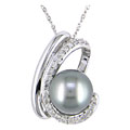 14k Gold 1/4ct Diamond Cultured Tahitian Pearl Pendant