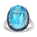 14k White Gold Diamond Blue Topaz Ring