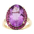 14-KY Gold Diamond and Amethyst Ring (0.07 TDW)