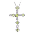 14k White Gold Diamond Peridot Pendant
