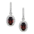 14k White Gold 2/5ct Diamond Garnet Earrings