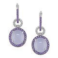 14k White Gold Diamond Gemstone Earrings