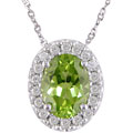 14k White Gold 1/5ct TDW Diamond & Peridot Pendant