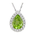 14k White Gold 1/5ct Diamond and Peridot Pendant