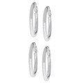 Sterling Silver Clip Hoop Earrings Set (Two Pair)