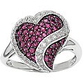 14-kt White Gold 1/6-ct Diamond and Ruby Heart Ring