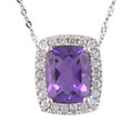 14k White Gold 1/4ct TDW Diamond Amethyst Pendant