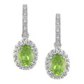 14k Gold 2/5ct Diamond Peridot Oval Drop Earrings