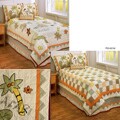 Safari 4-piece Reversible Patchwork Twin-size Quilt Set