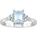 14-kt. White Gold 1/10-ct Diamond Aquamarine Ring