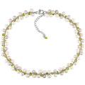 Sterling Silver FW Cultured Pearl Peridot Necklace