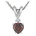 10k White Gold Diamond and Garnet Heart Pendant