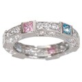 Sterling Silver Princess& Round CZ Eternity Ring