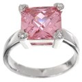 Sterling Silver Princess-cut Pink CZ Heart Ring
