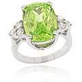 Sterling Silver Oval Green CZ Ring