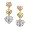 14k 3-tone Gold 1/2ct TDW Diamond Heart Earrings