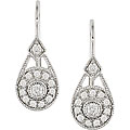 14k Gold 1/5ct Diamond Deco Style Teardrop Earrings
