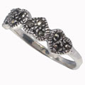 Sterling Silver Four Hearts Marcasite Ring