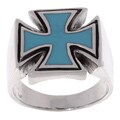 Sterling Silver Turquoise Iron Cross Ring