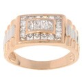 Sterling Silver Two-tone CZ Bold Men's Ring