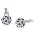 Sterling Silver Blue and White CZ Round Cuff Links