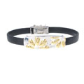 Black Rubber & Silver Two-tone 8-inch Bracelet
