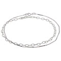 Sterling Silver Link & Diamond Cut Anklet Set